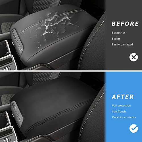 INTGET Center Console Cover for Nissan Pathfinder Accessories 2022 2023 2024 2025 Interior Leather Middle Console Lid Protector Replacement for Pathfinder Console Cover (Black Stitches) - Image 2