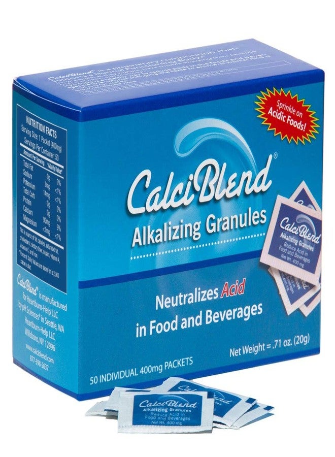 CalciBlend عبوة من 50 حبيبة قلوية من كالسي بلند - مسحوق طبيعي بالكامل لتقليل الحموضة في الطعام والمشروبات، يعزز توازن الرقم الهيدروجيني، مناسب لنظام الكيتو، غير معدل وراثيًا، خالٍ من السكر والسعرات الحرارية، لراحة الجهاز الهضمي - Image 1