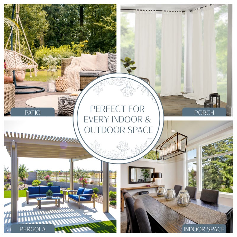 Elrene Home Fashions Matine Weatherproof Tab-Top Indoor/Outdoor Solid Color Curtain Panel for Porch, Pergola, Patio, Deck, 52â€W x 84â€L, Ivory - Image 3