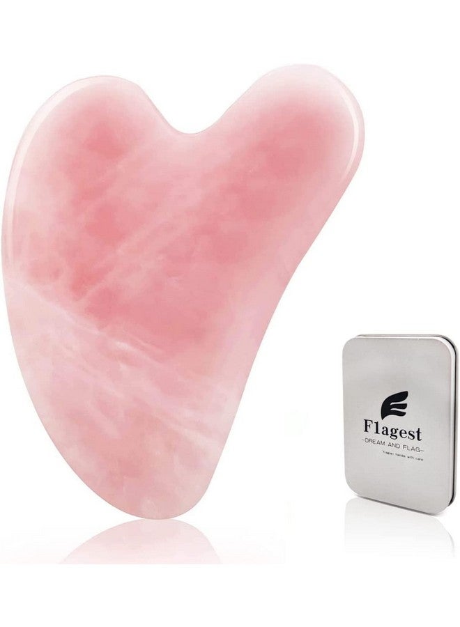 Flagest Gua Sha Rose Quartz Massage Tool Facial Tool For Scraping And Spa Acupuncture Therapy Heart Shape Trigger Point Treatment On Face (Rose Quartz) - Image 1