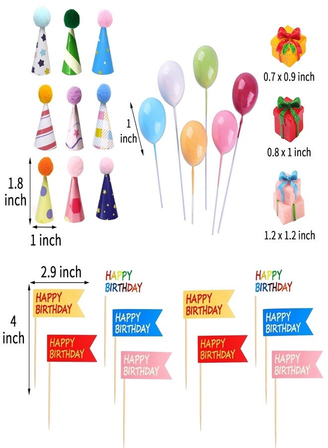LEFUBABY 28 PCS Birthday Cake Toppers, Birthday Party Cupcake Toppers with Mini Hats Balls for Jungle Safari Dollhouse Themed Cake Decorations - Image 2