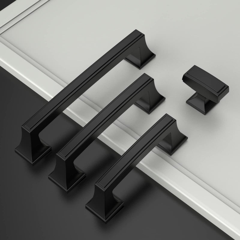 Amerdeco 10 Pack Matte Black Cabinet Pulls 5 Inch(128mm) Hole Center Cabinet Hardware Kitchen Cabinet Handles for Bathroom Drawer Pulls Dresser Pulls ZH0010 - Image 2