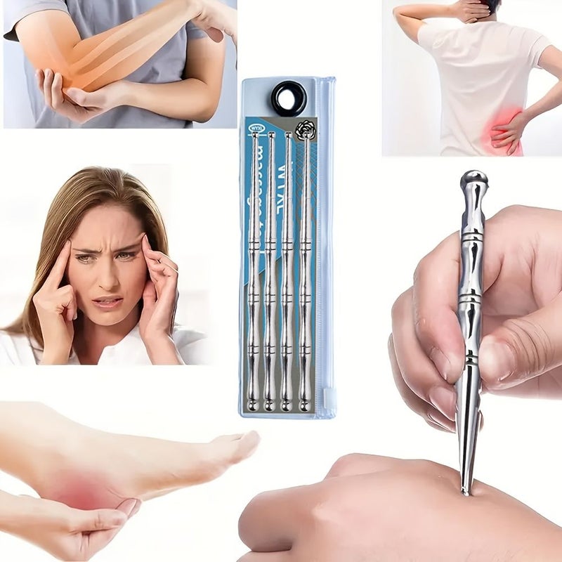 WYXL Stainless Steel Double Ended Massage Sticks Set For Full Body Relaxation Acupressure Tool - Image 3