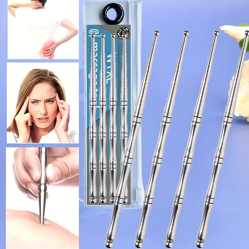 WYXL Stainless Steel Double Ended Massage Sticks Set For Full Body Relaxation Acupressure Tool - Image 4
