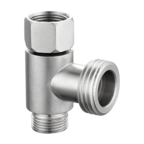 Tecmolog 3-way 3/8" and 1/2" 3 Way Adapter Tee Connector Stainless Steel 3/8" Water Line T Fitting Brushed Nickel, 1 PCS, SBA020B - Image 3