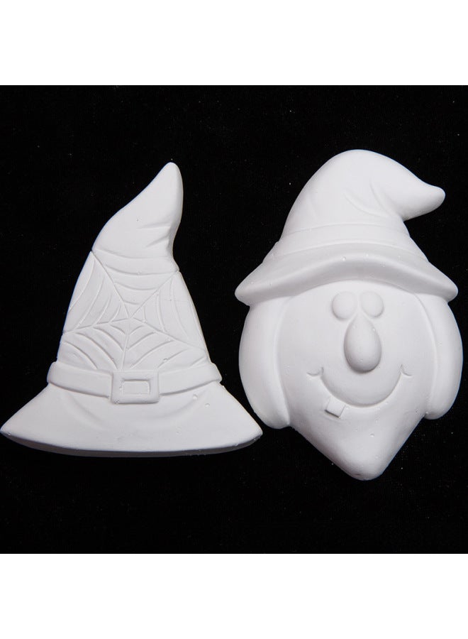 Loquat Pumpkin Ghost Plaster Doll Graffiti Diy Creative Production Coloring Painting Ceramic Toy-Color:Ocean 12 Gypsum + Paint Pen - Image 5