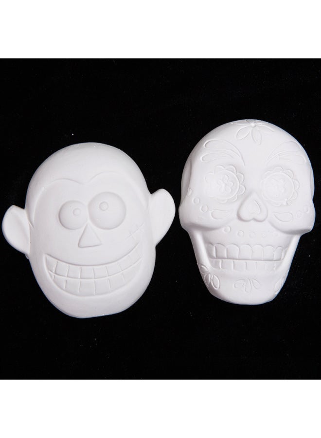 Loquat Pumpkin Ghost Plaster Doll Graffiti Diy Creative Production Coloring Painting Ceramic Toy-Color:Ocean 12 Gypsum + Paint Pen - Image 4