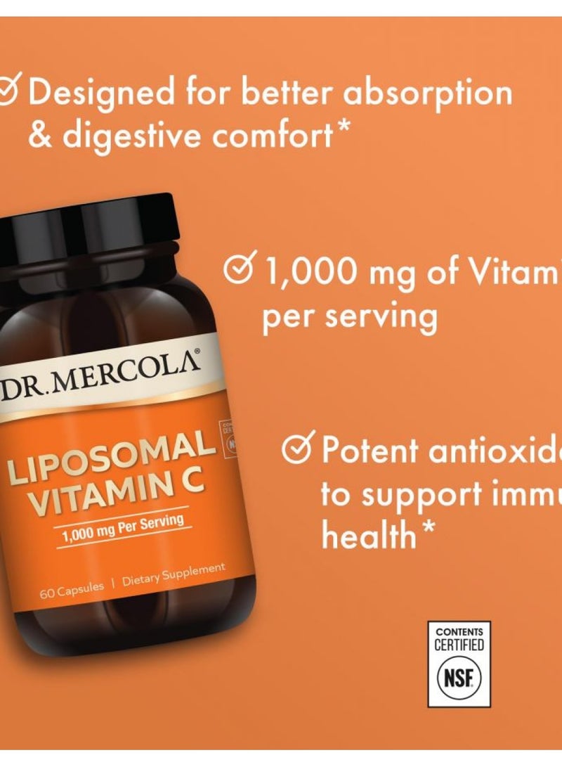 Dr. Mercola Liposomal Vitamin C 1,000 Mg Per Serving, 30 Servings (60 Capsules), Dietary Supplement, Supports Immune Health, Non Gmo, Nsf Certified - Image 2