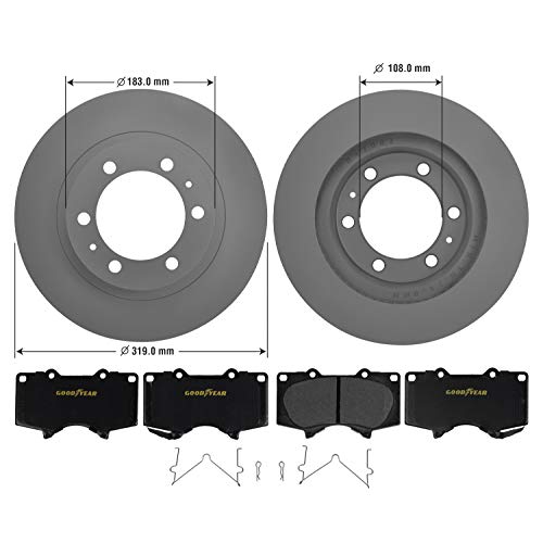 Goodyear Brakes PRK76842F | Front Truck & SUV Brake Kit with Pair (2) of AntiOx Coated Brake Rotors and Carbon-Ceramic Brake Pads fits Toyota 4Runner 09-03, FJ Cruiser 14-07, Tacoma 19-05 - Image 3