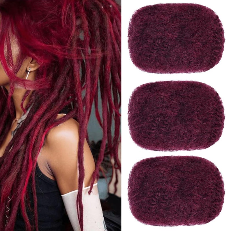 Xtrend 8 Inch 3 Bundles 90 Gram Red Afro Kinky Bulk Human Hair For Dreadlocks Extensions Loc Repair Dreadlock Twist Braiding Kinky Bulk 100 Human Hair For Micro Twist Braiding