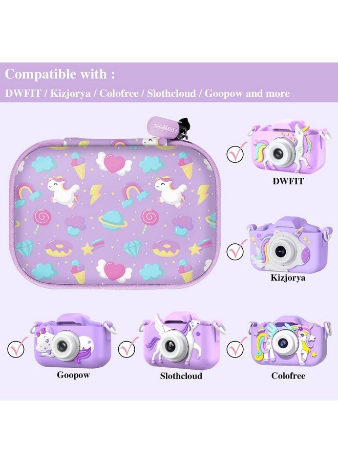 Leayjeen - Kids Camera Case Compatible With Goopow/Dwfit/Slothcloud/Colofree/Kizjorya Kids Camera Toys And Children Digital Video Camera,Best Christmas And Birthday Gifts-Purple Unicorn(Case Only) - Image 1