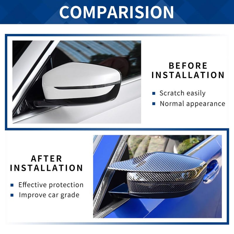 XPHAZZ Side Mirror Cover Compatible with G20 G21 G30 G31 G32 GT G11 G12 G14 G15 G16 (Carbon Fiber Pattern, G20 G30 G32 G11) - Image 3