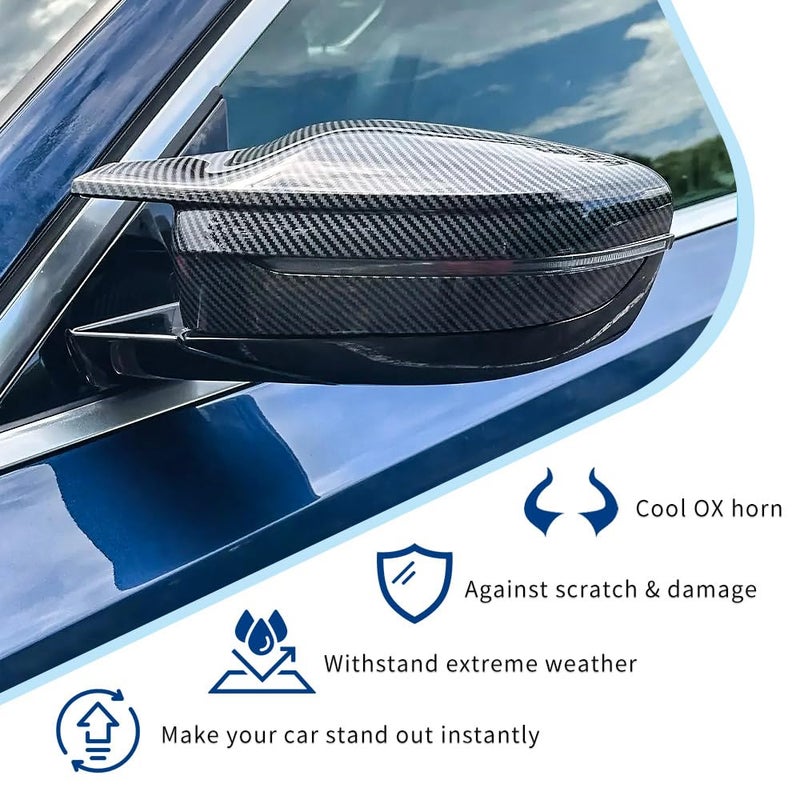 XPHAZZ Side Mirror Cover Compatible with G20 G21 G30 G31 G32 GT G11 G12 G14 G15 G16 (Carbon Fiber Pattern, G20 G30 G32 G11) - Image 2