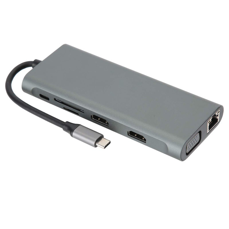 12 في 1 محور USB C من الألومنيوم محطة إرساء مع شحن HDMI بدقة 4K وقارئ بطاقات - Image 2