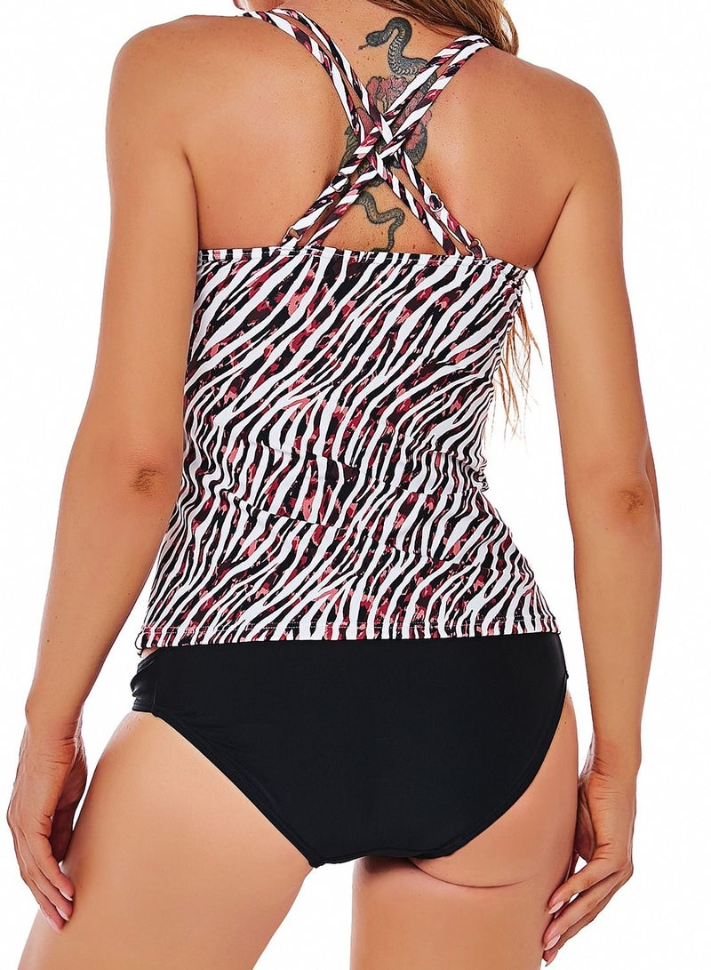 Loquat Zebra print swimsuit split type halter belt swimsuit lady bikini  - Image 4