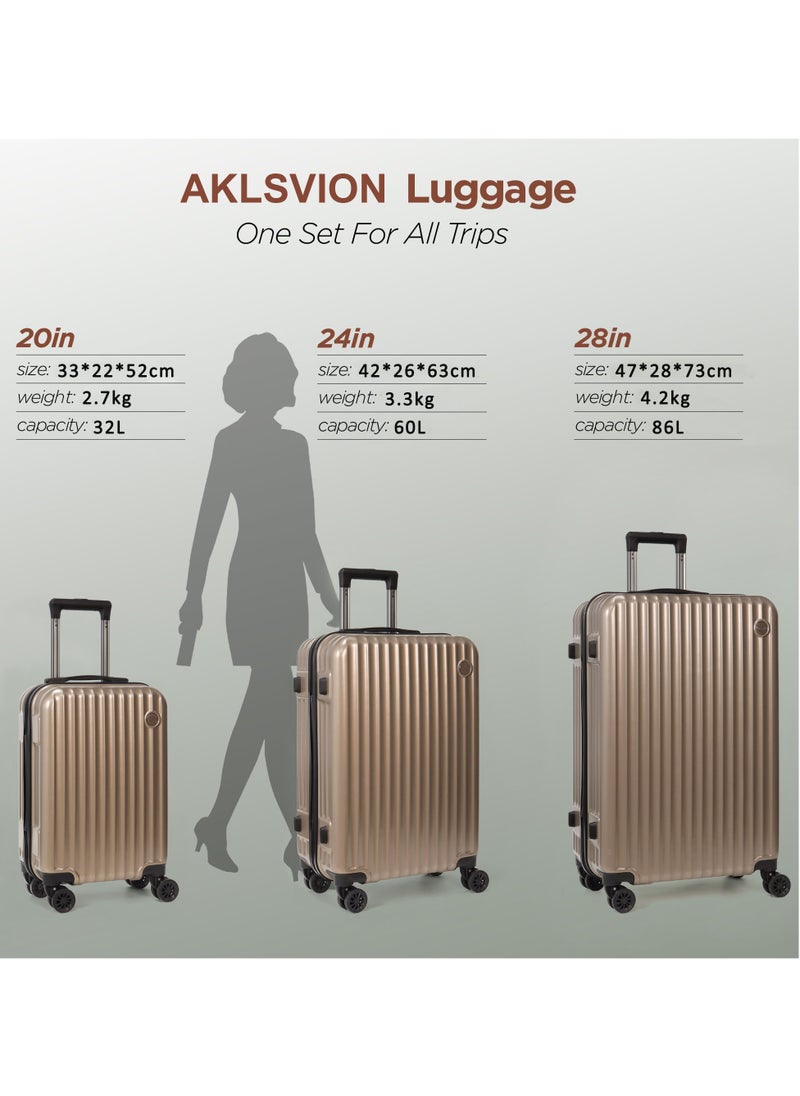 Aklsvion Hard Case Trolley Luggage Set For Unisex ABS+PC Lightweight 4 Double Wheels Suitcase With Built In Digital Lock Champagne - pzsku/ZEDE202F17D4E8AA569AFZ/45/1741240552/57df8e66-8250-4b3b-b151-4b187c551a60