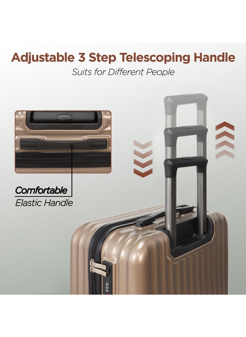 أكلسفيون - Aklsvion Hard Case Trolley Luggage Set For Unisex ABS+PC Lightweight 4 Double Wheels Suitcase With Built In Digital Lock Champagne - Image 1