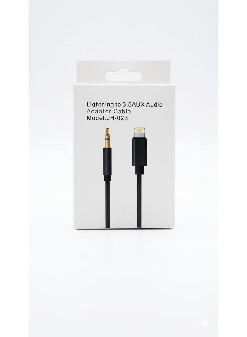 Lightning to 3.5mm AUX Audio Adapter Cable, Model JH-023, Black - Image 1