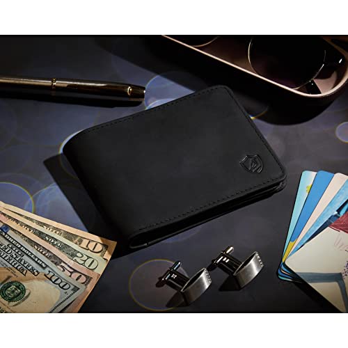 Cochoa Mens Wallet Real Leather Bifold RFID Blocking High Capacity Card Case with 2 ID Window in Gift Box (Crazy Horse, Black) - Image 5