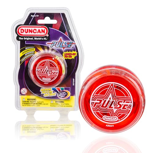 Duncan Toys Pulse LED LightUp YoYo Intermediate Level YoYo with Ball Bearing Axle and LED Lights ClearRed Small - Image 1
