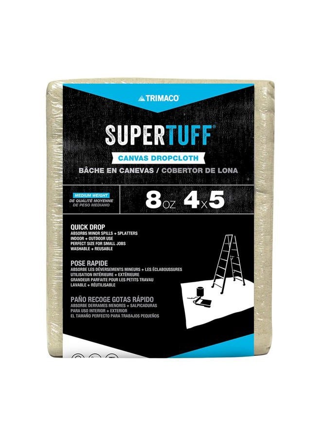Trimaco 58905 SuperTuff 8 oz Premium Contractor Grade Heavyweight Canvas Drop Cloth, 4' X 5' - Image 1