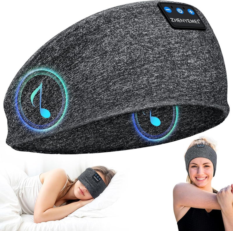 ZHENYEMEI Sleep Headphones Wireless Bluetooth 5.4 Headband, Sports Earphones Sleep Earbuds with HD Stereo Speaker Microphone for Workout Jogging Yoga Insomnia Air Travel Meditation Unique Gifts Gray - Image 1