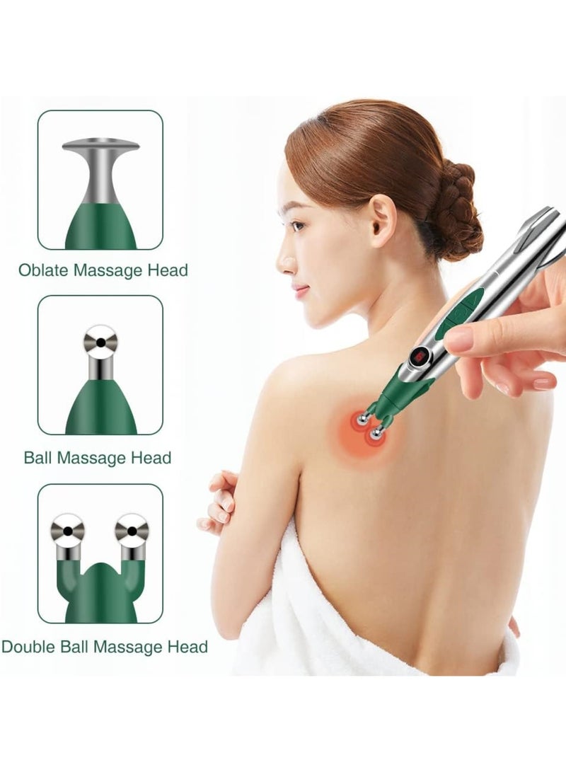 Pain Relief Acupuncture Pen Portable Muscle Stimulator with 9 Adjustable Intensity Settings and 3 Unique Heads Cordless Transcutaneous Electrical Nerve Stimulation Therapy