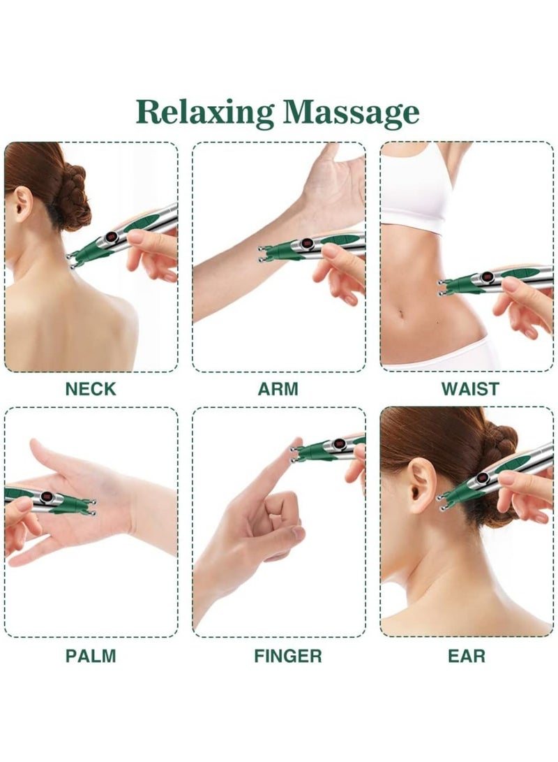 Pain Relief Acupuncture Pen Portable Muscle Stimulator with 9 Adjustable Intensity Settings and 3 Unique Heads Cordless Transcutaneous Electrical Nerve Stimulation Therapy