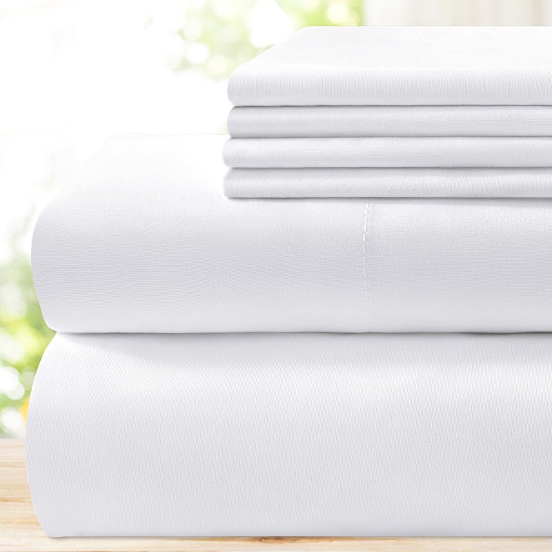 BYSURE Hotel Luxury Bed Sheets Set 6 Piece(Queen, White) - Super Soft 1800 Thread Count 100% Microfiber Sheets with Deep Pockets, Wrinkle & Fade Resistant - Image 1
