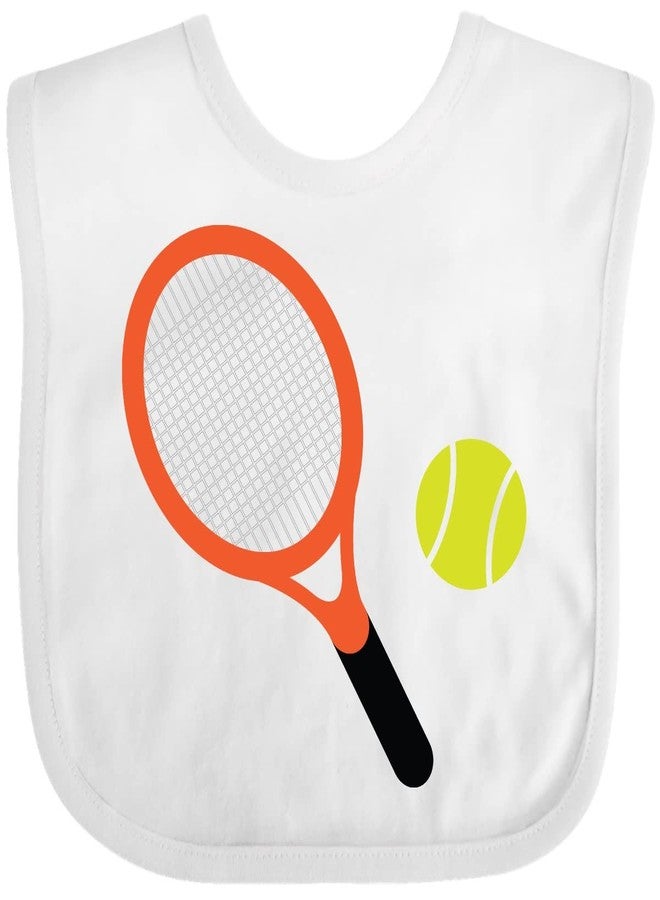 inktastic Tennis Racket and Ball Baby Bib White 1efe2 - Image 1