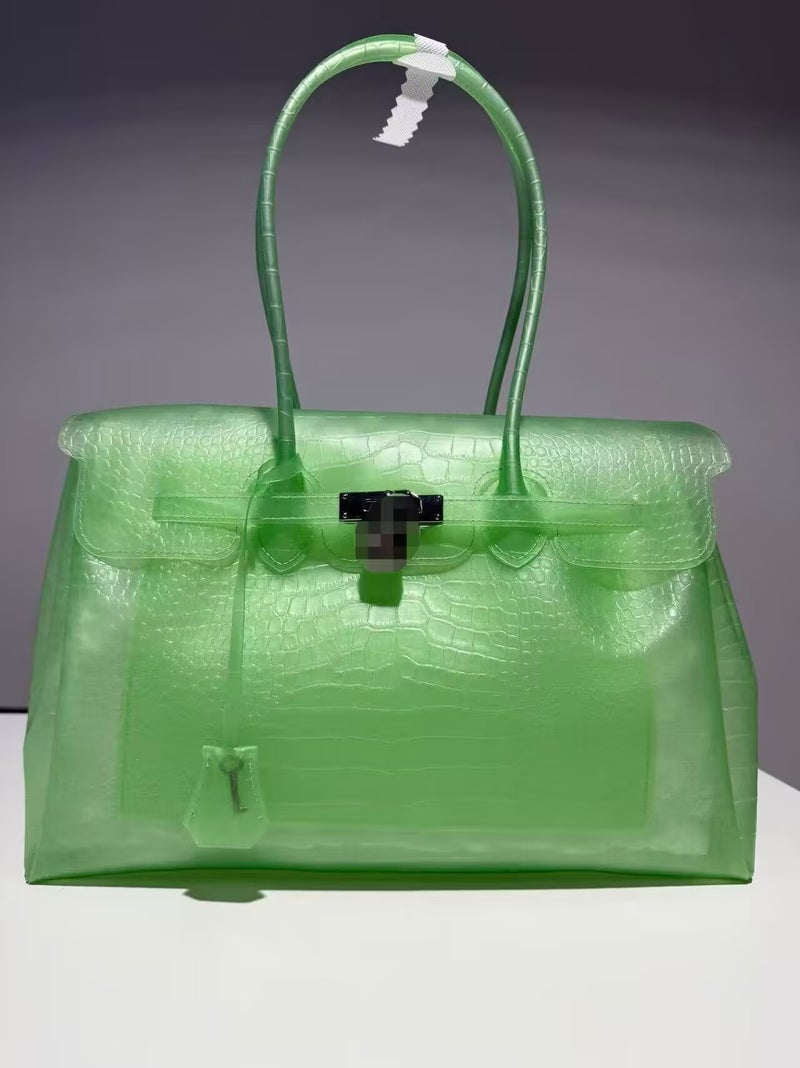 Korean Design Croc-Texture Jelly Tote Bag for Women