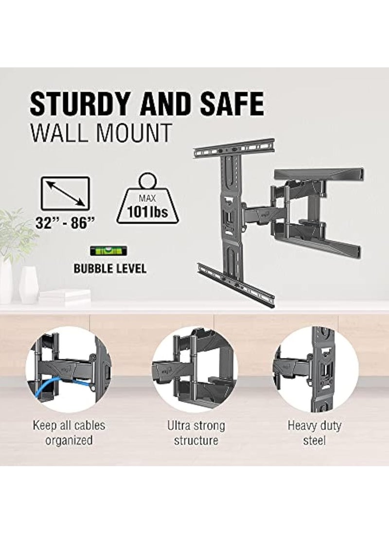 Adjustable Wall TV Mount, Suitable for 40”-75” Displays, 36.5KG Load Capacity, 600x400mm VESA, ±90° Swivel, -15° Tilt - pzsku/ZEDE22A2F7008AF3BA545Z/45/_/1737388638/4e5290d6-9c5d-4276-aa07-d51117ae199d