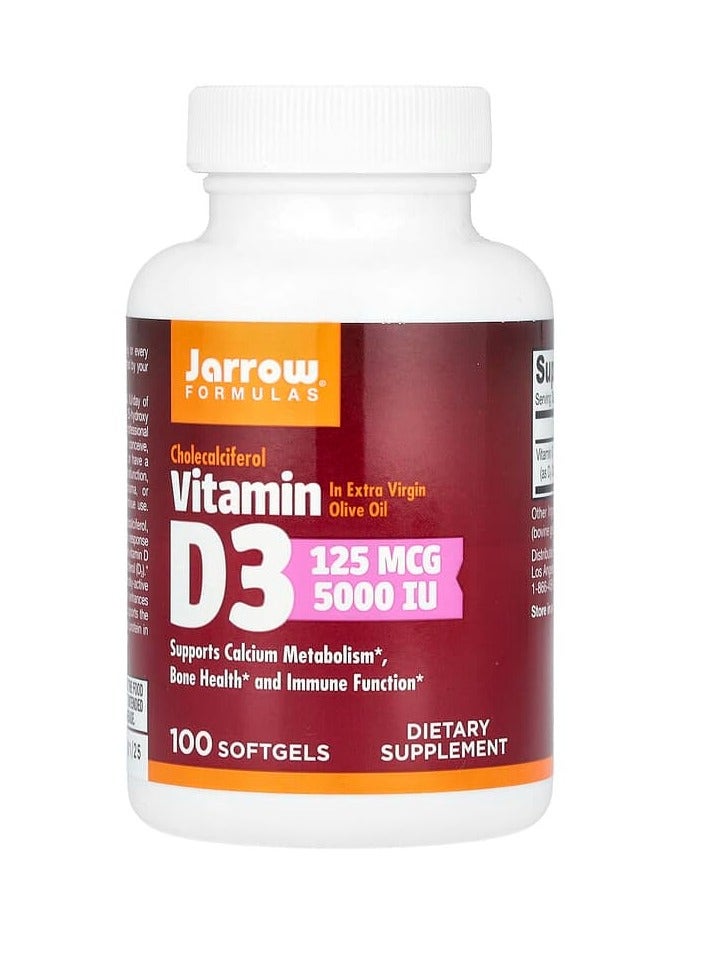 jarrow formulas Vitamin D3, 125 mcg (5,000 IU), 100 Softgels
