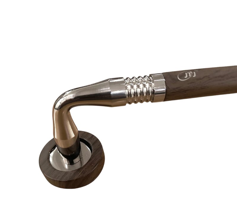 JTJ Stainless Steel Towel Hanger for Bathroom | Durable Bathroom Accessories and Fittings | 24 inch Round Wooden Finish Towel Rod Wall Mounted - Image 3
