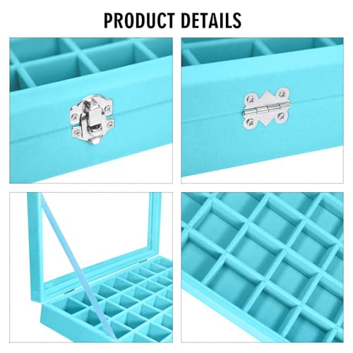Vicoter Velvet Jewelry Tray 48 Compartments Jewelry Display Organizer with Transparent Cover Rings, Earrings, Necklaces, Pendants Storage Box for Girls, Wives, Mothers, Women - Image 4