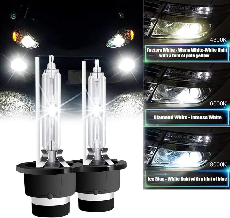 6000K D2S زينون HID لمبات المصابيح الأمامية، 35W بديل أبيض ماسي، قاعدة معدنية للدعامات للسيارات 12V، 2PCS - Image 3
