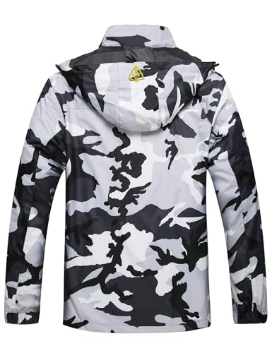 GIISAM Mens Windproof Jacket Waterproof Lightweight Mountain Sport Jacket for Men Hooded Windbreaker Raincoat(1898BLW-Camo,L) - Image 2