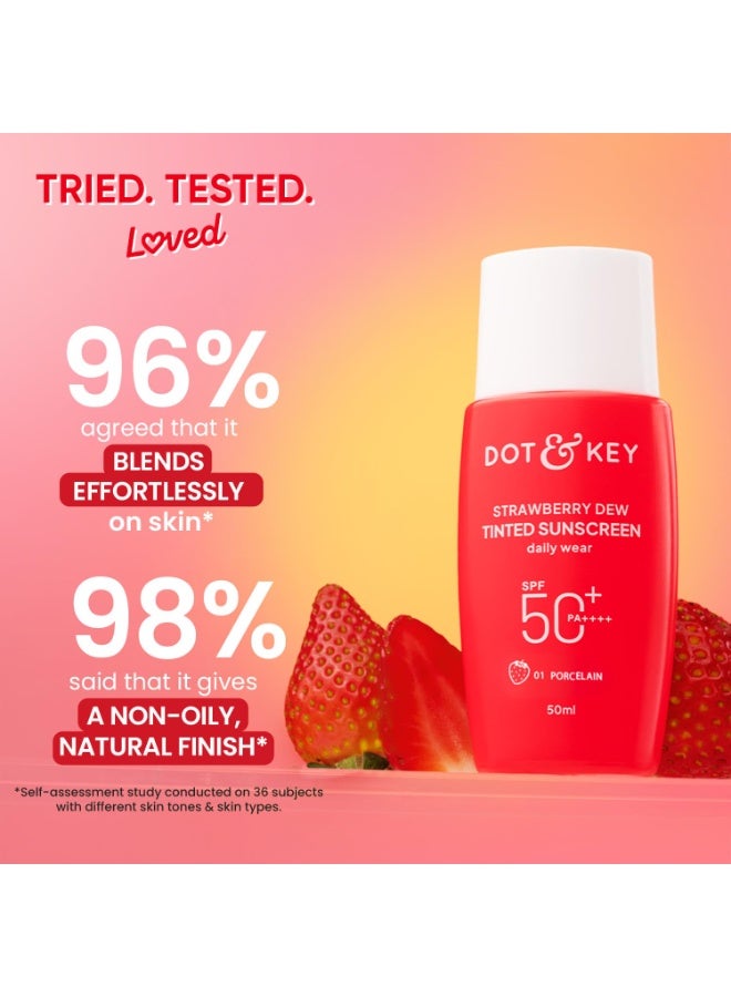 Dot & Key Strawberry Dew Tinted Sunscreen SPF 50+ Pa++++ - 01 Porcelain | Protection Against UVA & UVB | Broad Spectrum, Water & Sweat resistant | For All Skin Types | 50ml - Image 3