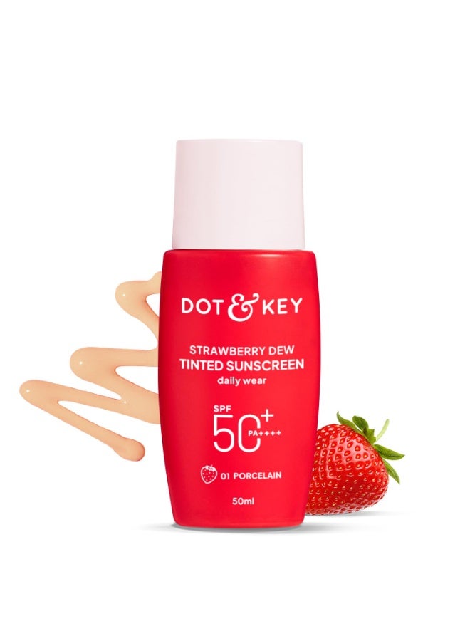 Dot & Key Strawberry Dew Tinted Sunscreen SPF 50+ Pa++++ - 01 Porcelain | Protection Against UVA & UVB | Broad Spectrum, Water & Sweat resistant | For All Skin Types | 50ml - Image 1