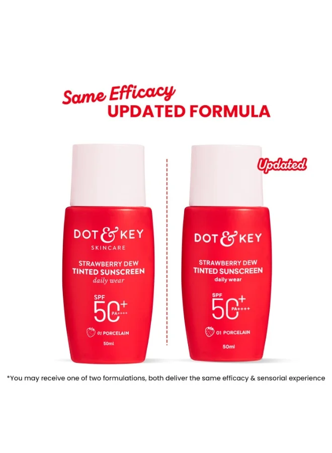 Dot & Key Strawberry Dew 01 Porcelain SPF 50ml Dot & Key Strawberry Dew Tinted Sunscreen SPF 50+ Pa++++ - 01 Porcelain | Protection Against UVA & UVB | Broad Spectrum, Water & Sweat resistant | For All Skin Types | 50ml  | Best Price UAE