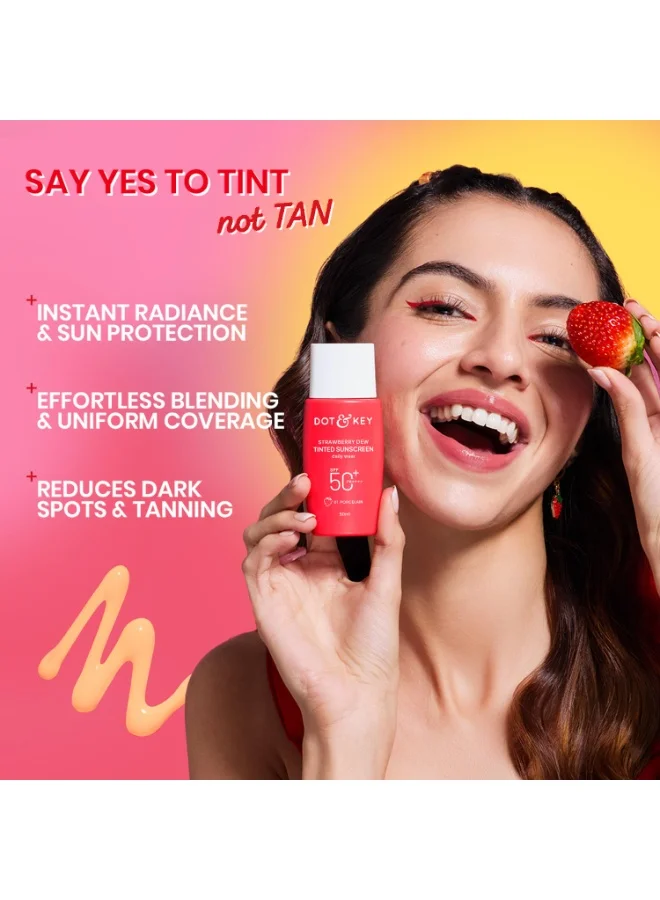 Dot & Key Strawberry Dew 01 Porcelain SPF 50ml Dot & Key Strawberry Dew Tinted Sunscreen SPF 50+ Pa++++ - 01 Porcelain | Protection Against UVA & UVB | Broad Spectrum, Water & Sweat resistant | For All Skin Types | 50ml  | Best Price UAE