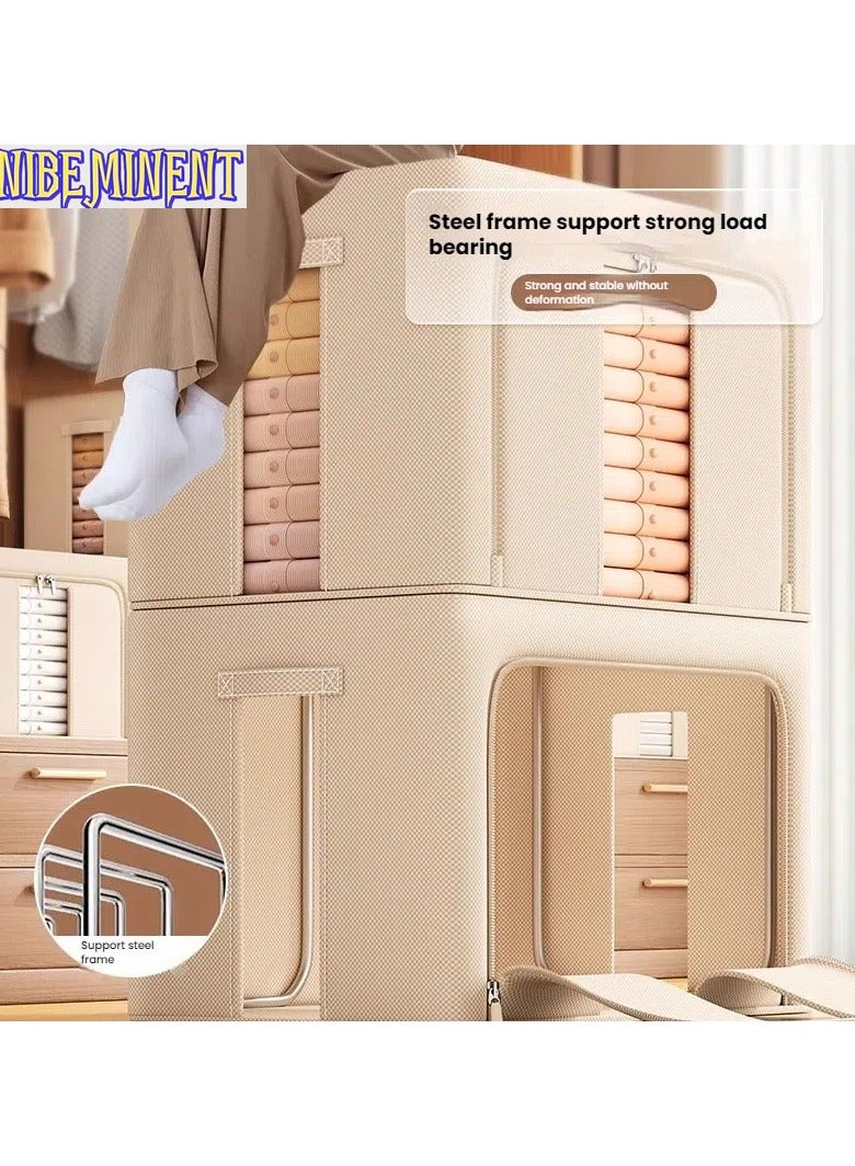 NIBEMINENT 3-Piece 66L Waterproof Oxford Storage Box with Steel Frame & 2 Windows - Foldable Closet Organizer for Travel/Home, Dustproof (50x40x33cm)  - Image 2
