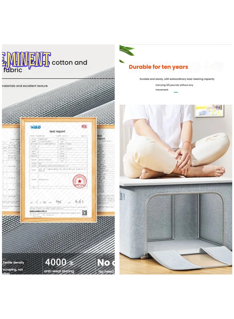 NIBEMINENT 3-Piece 66L Waterproof Oxford Storage Box with Steel Frame & 2 Windows - Foldable Closet Organizer for Travel/Home, Dustproof (50x40x33cm)  - Image 3