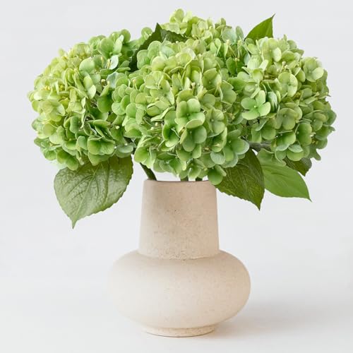 ZYTUYO 4PCS Green Fake Real Touch Hydrangea Flowers 20'' Lifelike Latex Artificial Hydrangeas for Spring Home Decor Outdoor Garden Porch Indoor Bathroom Living Room Kitchen Table Centerpiece - Image 1