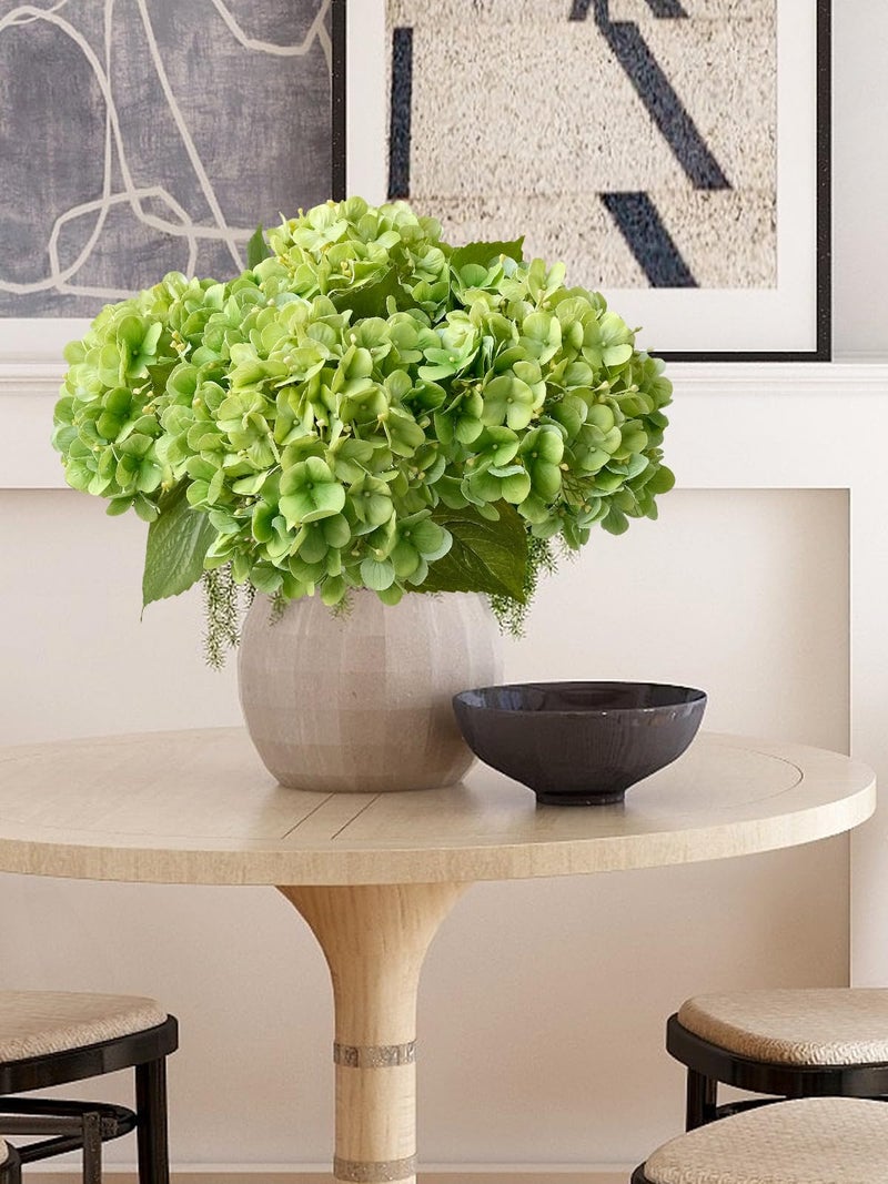 ZYTUYO 4PCS Green Fake Real Touch Hydrangea Flowers 20'' Lifelike Latex Artificial Hydrangeas for Spring Home Decor Outdoor Garden Porch Indoor Bathroom Living Room Kitchen Table Centerpiece - Image 3