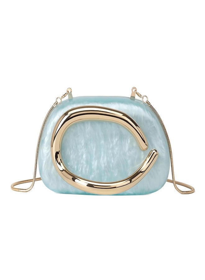 Buric Acrylic Clutch Purse for Women Marbling Evening Wedding Handbags Acrylic Metal Decoration Box Purses for Party Prom Cocktail Blue - Image 1