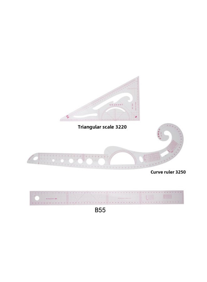 ثام مسطرة الملابس، مسطرة القص، مسطرة كم القفص، مسطرة المنحنيات، مسطرة قوس الأزرار، مجموعة مساطر - Image 1