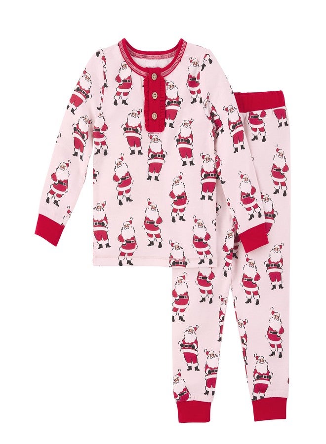 Mud Pie Baby Girls Santa Christmas Pajamas And Toddler Sleepers, Pink, 9-12 Months US - Image 1