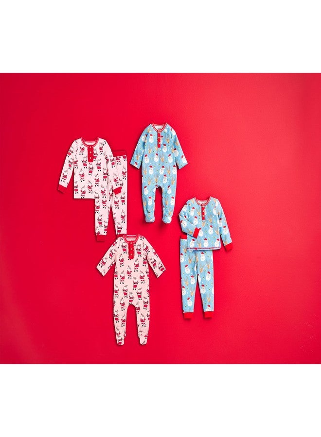 Mud Pie Baby Girls Santa Christmas Pajamas And Toddler Sleepers, Pink, 9-12 Months US - Image 2