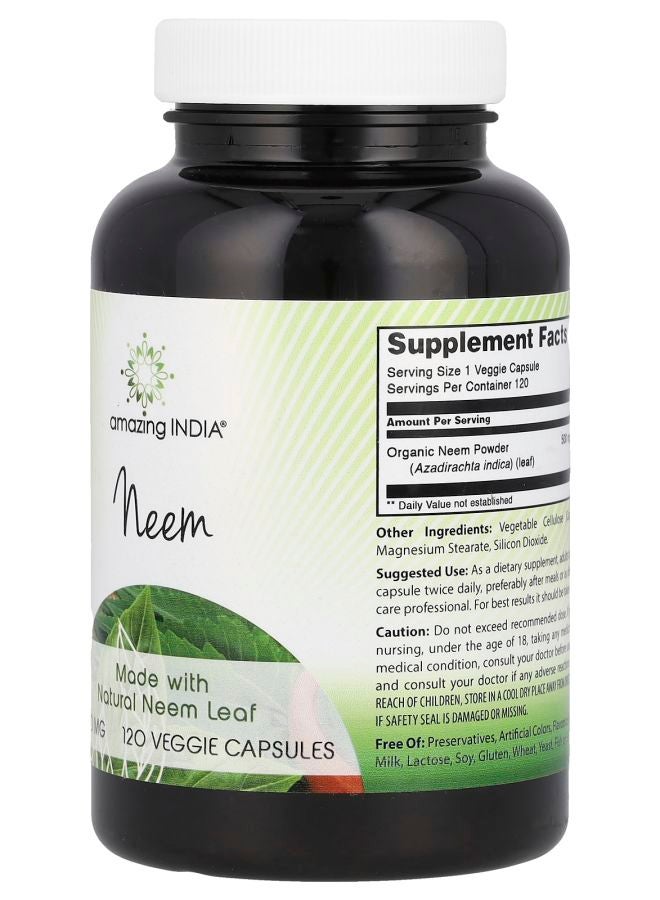 Amazing India Neem 500 mg 120 Veggie Capsules - Image 2